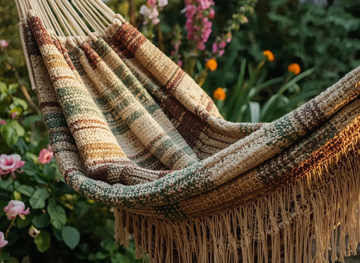 Woven garden hammock textile